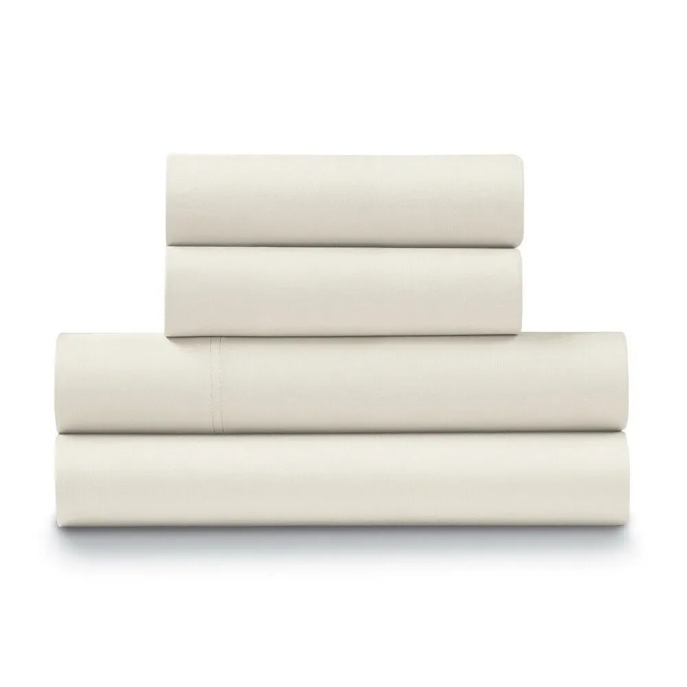 Ella Jayne 4PC King 1200 Thread Count 100% Cotton Sateen Ivory Sheet Set